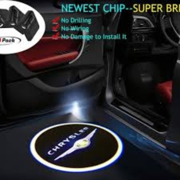 4x PCs Chrysler Logo Wireless Car Door Welcome Laser Projector Emblem